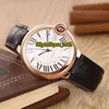 Ny W6900651 Asian 2813 Automatisk herrklocka White Dial Rose Gold Case Brown Leather Strap New Gents Watches Puretime