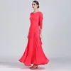 Robe de salon jaune femme vêtements de danse de salon rouge robe de flamenco espagnol valse viennoise frange tango foxtrot