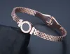 Bracciale in acciaio inossidabile rotondo nero con numeri romani moda Bracciale in oro rosa 18 carati Bracciale in acciaio al titanio cavo da donna