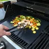 BBQ Grill Mat Barbecue Grilling Liner Portable Non-stick and Reusable Make Grilling Easy 33*40CM 0.2MM Black Oven Hotplate Mats 2022