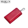 MiiKLN Beauty Famous Key Holder Wallet Red Pink Black Blue Keyholder Leather Genuine Cow Zippers Keychain Case Solid