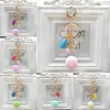 Lovely Macaron Keychains Bag Pearl Charm Keychain Chaveiro llaveros Gold Metal Keyring Car Key Holder