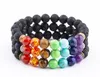 Bracciali con fili di perline di roccia lavica Nuovi gioielli con ciondoli in pietra naturale Punk 7 polsini con pietre colorate Braccialetti con turchese