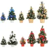 Mini Christmas Table Decoratie Small Pine Tree Festival Home Office Decor Party ornamenten Xmas