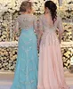 V Neck Chiffon Long Mothers Dresses Crystal Lace Appliques Pärlade rena ärmar Plus Size Split Mother of the Bride Dresses321J