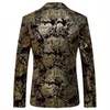 Black Gold Blazer Men Paisley Floral Pattern Wedding Suit Jacket Slim Fit Stylish Costumes Stage Wear For Mens Blazers Designs244d