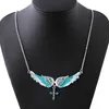 Angel Wing Necklace Ladies Imitation Crystal Choker Necklace Guardian Women Biker Crystal Jewelry Gifts Her Girl Cross Necklace