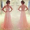 Fashion Chiffon Flowing Prom Dresses Evening Long Maxi Gowns Women Homecoming A-line Appliques Back See-through Pleated Formal Party Dress