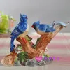 statua di uccelli gazza in ceramica blu decorazioni per la casa ornamento vintage artigianato decorazione della stanza statuette di animali in porcellana regali di nozze