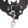 Bondage Real Leather Neck Refreaint Collar Łańcuch Smycz Flirt Zabawka Gorset Bat Man Style # R56