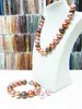 Wholesales hand knotted 14mm color sea shell pearl necklace bracelet earrings set fashion jewellery