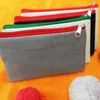 Colorful blank canvas zipper Pencil cases pen pouches cotton cosmetic Bags makeup bags Mobile phone clutch bag organizer LX0562