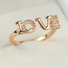 Love English letter rings for women couple gift female fashion simple micro-set ring accessories retail wholesale