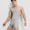 Yan heren singlet ondergoed solide mesh worstelen singlet hoge elastische onderhemd ademend mannen bodysuit strakke mannen jumpsuit