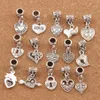 Antiqued Silver Assorted Heart Dangles Legering Losse Kralen Fit Europese Charme Armband Sieraden DIY Metal BM6 150PCS / Part