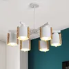 Modern simple macaron pendant lights colorful E27 lamp holder material metal and wood chandelier lamps for Kids room study lighting fixture