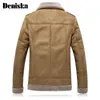 England män päls läderjacka Jaqueta de Couro Masculino Fur Coat Middle Aged Mens Leather Jacket Coat Slim Fit Overcoats