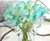 Goedkope Kunstmatige PU Mini Bruidsbloem Calla Boeket Real Touch Bloemen Voor Huisdecoratie Bruiloft Decoratieve Bloemen 12 Kleuren O8122903