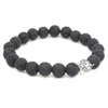 Arbre de vie breloques 8mm pierre de lave noire Bracelet perlé Bracelet diffuseur d'huiles essentielles roche volcanique cordes à main MKI