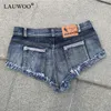 LAUWOO Micro Sexy Hot Mini Denim Shorts Women Low Waist Summer Jeans Short Feminino 2018