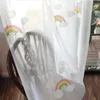 Dessin animé arc-en-ciel nuages brodés Tulle enfants rideaux pour enfants chambre fenêtre traitements cuisine rideaux pour rideau salon