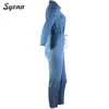 Vintage Belt JUMPSUIT Denim ROMPER Jeans Female Long Sleeve Button One Piece Overalls For WOMEN Jump Suit Autumn Plus Size XXXL