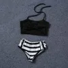 Barn baddräkt tjejer randig fission badkläder baby tvådelat tankini bh kort barn sommar halter bikini mode simma kläder beachwear ld20