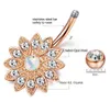 Fashion Dangle Bars Navel & Bell Button Rings Crystal Sun Flower Body Jewelry Navel Piercing Rings Wholesale