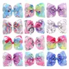 76 Designs mxed 8 inch Unicorn beautiful color printing Big bows for girls hair accessories children hairpin