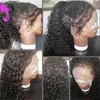 Stock Svart eller brun / Burgundy Kinky Curly Syntetisk Lace Front Wig Hög temperatur värmebeständig för svarta kvinnor