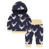 INS Kids Clothing Set Cotton Floral Striped Suit With Cap Hat Outfits Baby Sets Long Sleeve Children Animal Hoodies Pants 40 Styles AAA125