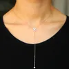 2018 Gioielli romantici da donna Moda puro argento sterling 925 Catena CZ Cerchio Lariat Collana Lunga striscia ciondolo ragazza carina fascino Ne8913959