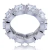 Iced Out 1 Row CZ Ring Full Bling Wedding Zircon Hollow Engagement Fashion Hip Hop Jewelry Gift