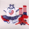 10 styles Baby Grils Tutu Jurken Rompertjes 4 stks Set met Rompertjes Hoofdbanden Schoenen Sokken Amerikaanse Vlaggen Rode Blue Stars Jurken Onafhankelijkheidsdag