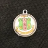 Blanda Runda Tillbehör Glas AKA Sorority Crest Charm för Armband och Halsband Sorority Charm 20st / Lot