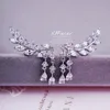 Het nytt mode ganska nytt Sweet Flash Diamond Popular Leaf Leaves Tassel Crystal Drops Earring Free Frakt HJ179