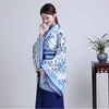 Chinese ancient clothing female traditional costume classical elegant blue and white porcelain style vestido hanfu women stage wear