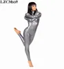 LZCMSoft Kadın Uzun Kollu Metalik Unitards Yetişkinler Parlak Tam Bale Jimnastik Catsuits Dance Goods Spandex Unitards Stage Show257y