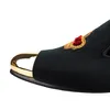 Harpelunde New Arrival Men Dress Wedding Shoes Handmade Bullion Black Velvet Loafers With Copper Cap Toe Size 6 to 14