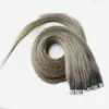 Cheveux brésiliens argentés 100g 40 pièces/ensemble Extension de bande gris argenté cheveux de trame de peau 12 "14" 16 "18" 20 "22" 24 "26" extensions de bande gris