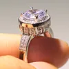 Bague de mariage couronne, bijoux de luxe en argent sterling 925, coupe ronde unique, topaze blanche, diamant CZ, bague de fiançailles pour femmes1794794