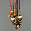 Hand-made Necklace Ethnic Style African Drum Wood Pendant Charm Necklace Djembe Percussion Musical Instrument Necklaces For Women Men Kids