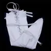 Bondage läder ben återhållsamhet hylsa bindemedel kroppssele sjöjungfrun straitjacket dräkt #R98