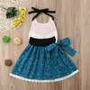 Bambini arancione blu bambini ragazze cartoon volpe faccia abiti bretelle gonna backless principessa partito bowknot tutu pizzo vestito dalla ragazza vestiti 1-6Y