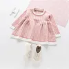 2018 Autunno manica lunga neonati neonati ragazze bambini dolce o-collo plaid maglieria partito principessa tutu maglione vestito abiti C939