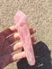 DingSheng Natural Pink Rose Quartz Smoking Pipe Crystal Stone Wand Point Cigars Pipes With 1 Metal Filters For Health Smoking