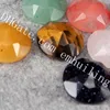 20Pcs 16mm Diamond Shape Natural Quartz Cab Faceted Point Surface Round Flatback Crystal Semi Precious Gems Cacbochons for Jewelry Making