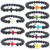 6 Disegni Lava Rock Beads Charms Bracciali Diffusore di olio essenziale per donna Bracciale di perline in pietra naturale per uomo s Chakra Artigianato Gioielli