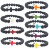 6 mönster Lava Rock Beads Berlocker Armband Eterisk oljespridare för kvinnor Natursten Pärlarmband för mäns Chakra Hantverk Smycken