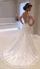 Backless 2021 Koronkowe Aplikacje Syrenka Afryki Suknie Ślubne Suknie Sexy V Neck Krótki Rękaw Pearls Bridal Custom Vestidos de Novia